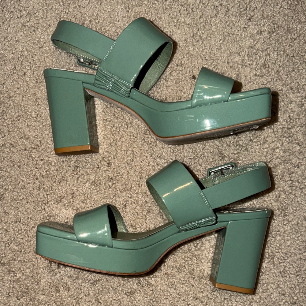 Jeffrey Campbell Teal Platform Square Toe Sandals - Picture 4 of 6